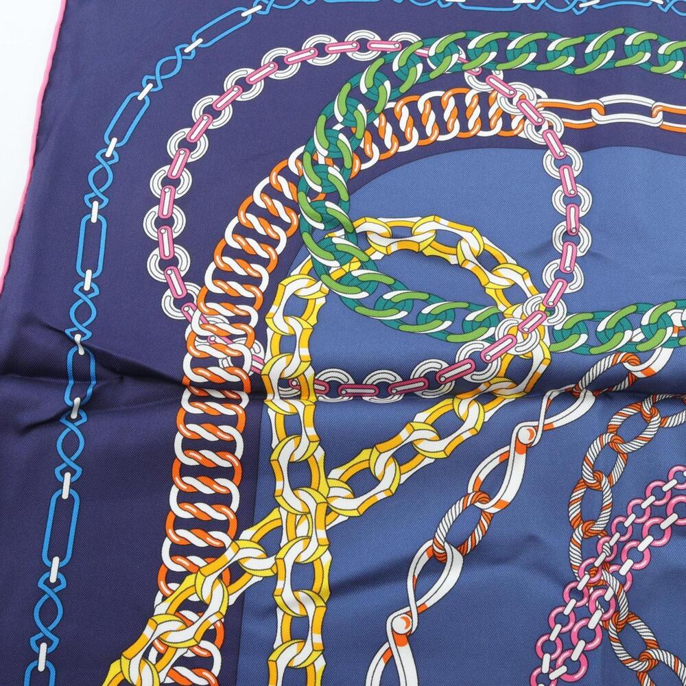 HERMES Blue Silk Scarf - Picture 6 of 7